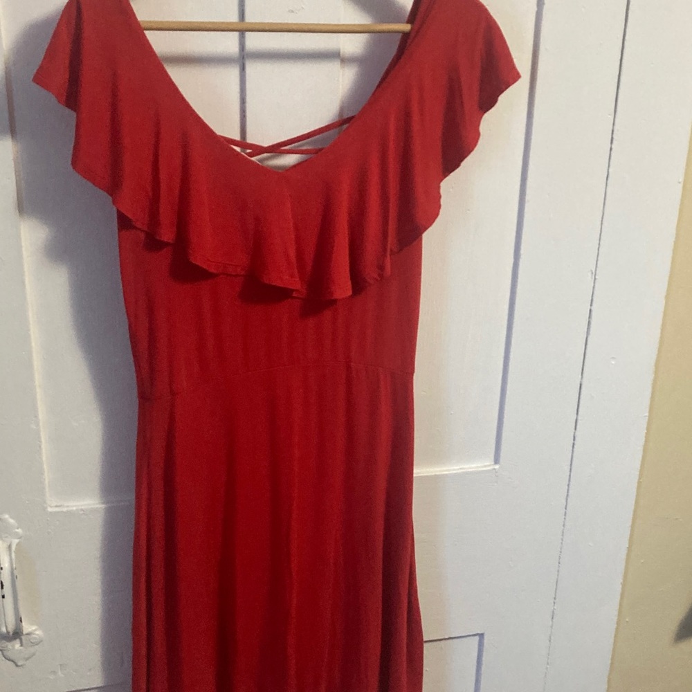 Pink Rose Red Ruffle Mini Dress - Picture 6 of 8